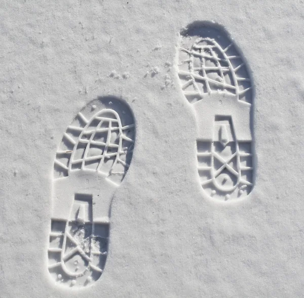 Impronte di piedi sulla neve — Foto Stock
