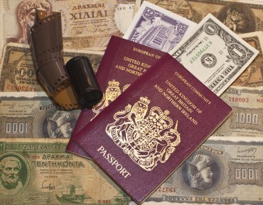 Passport, currency, film clipart