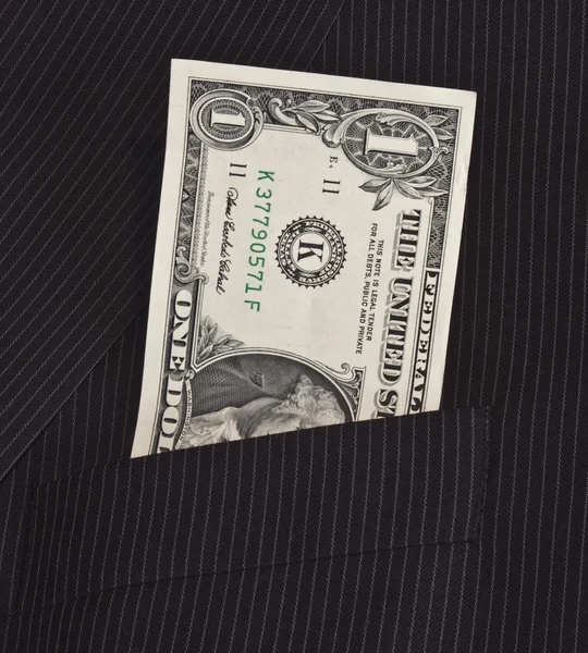 Δολάρια στην τσέπη του κοστούμι — Φωτογραφία Αρχείου