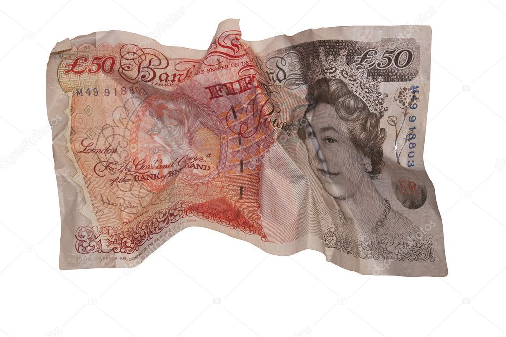 Fifty pound note isolated