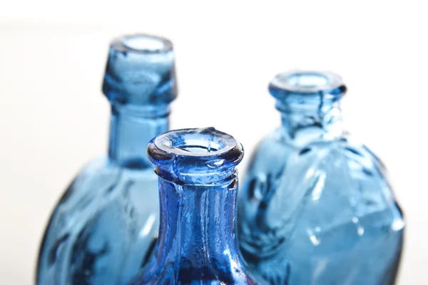 Blue bottles in close up — Stock Photo, Image