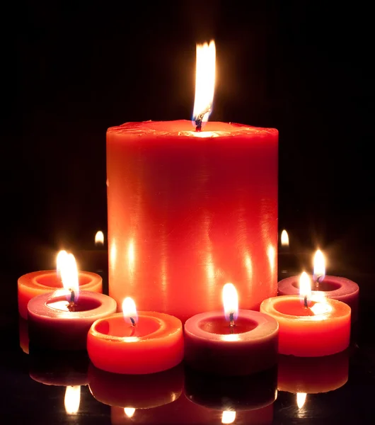 Red Candles - Large and small — Stock Photo, Image