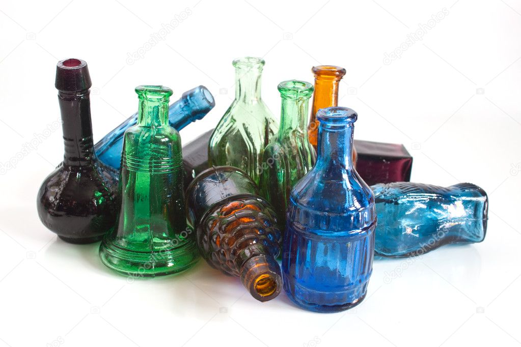 Colourful old style bottles