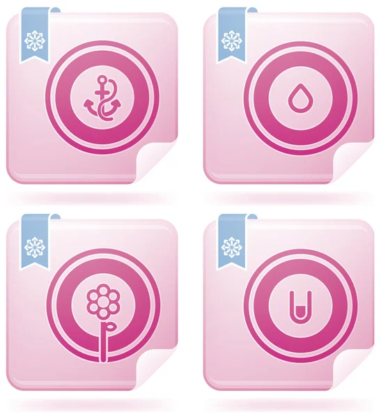 Conjunto de iconos de Flamingo Square 2D: Resumen — Vector de stock