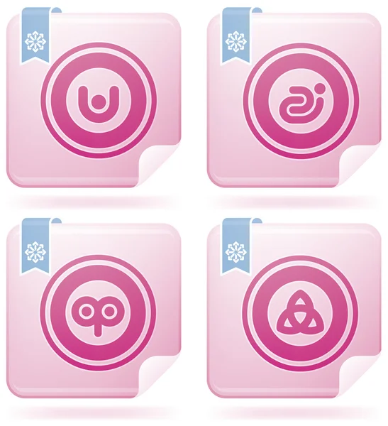 Set di icone 2D quadrate fenicottero: astratto — Vettoriale Stock