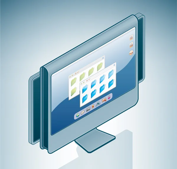 Dator LCD-panoramautsikt över displayen — Stock vektor