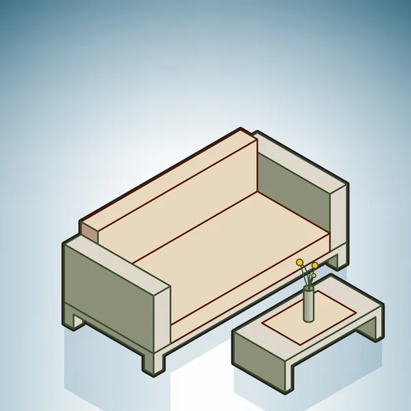 Sofá y mesa de centro — Vector de stock