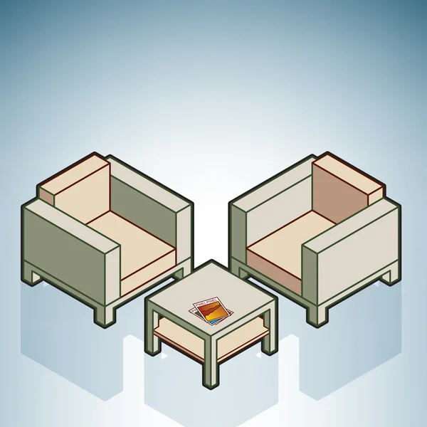椅子及咖啡桌 — 图库矢量图片