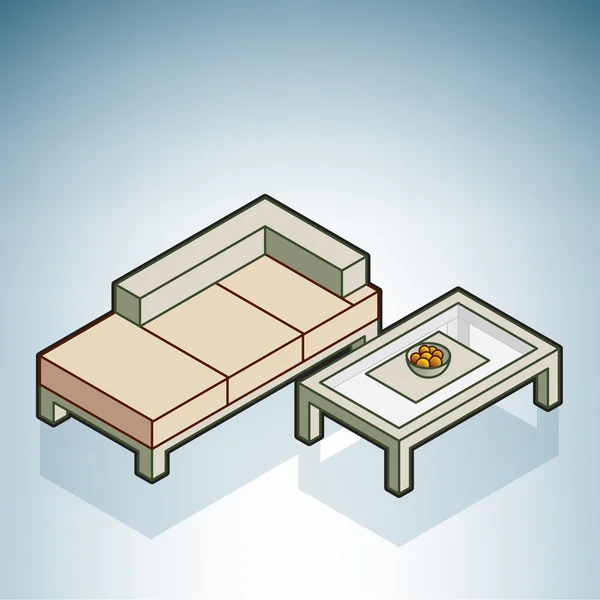 Sofa og sofabord – Stock-vektor