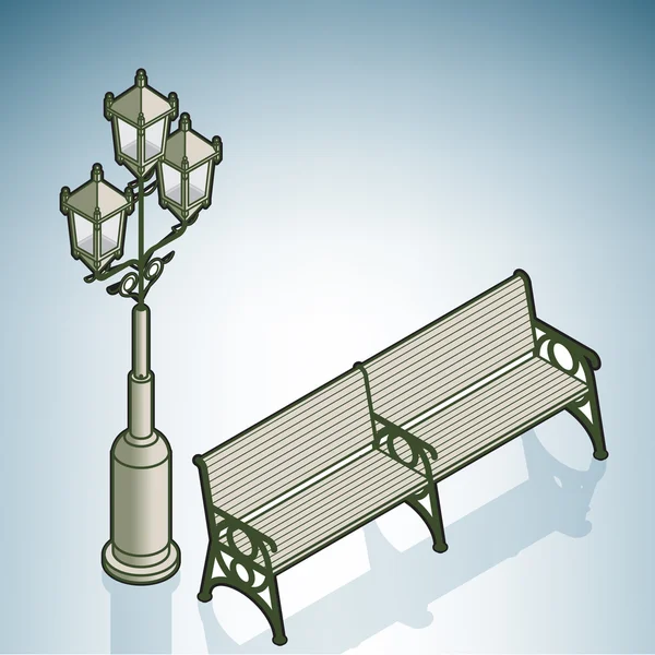 Уличный свет & скамейке — стоковый вектор