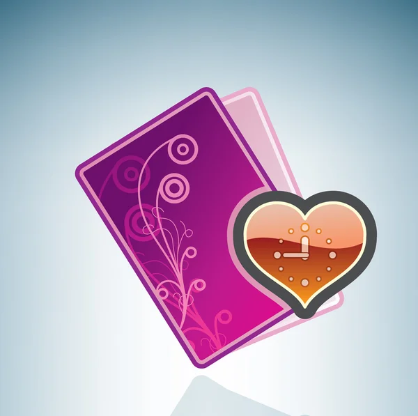 Valentine / Love Card & Heart Clock — стоковый вектор
