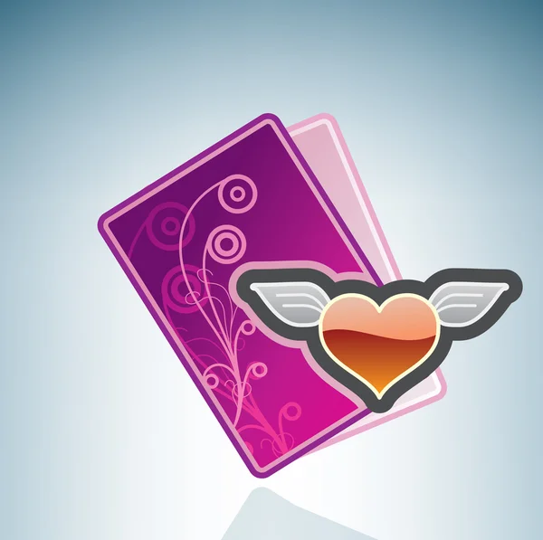 Valentine / Love Card & Flying Heart — Archivo Imágenes Vectoriales