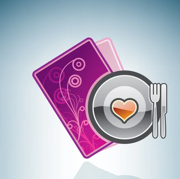 Valentine/Love Card & Heart Plate — Stock Vector
