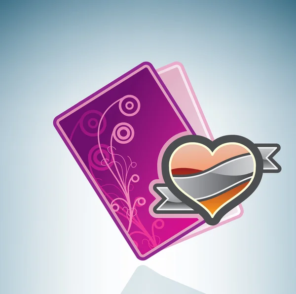 Karta Valentine/miłość idealna serce wstążka — Wektor stockowy