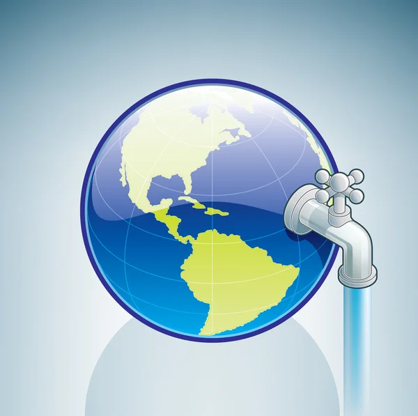 Globe & Robinet d'eau — Image vectorielle