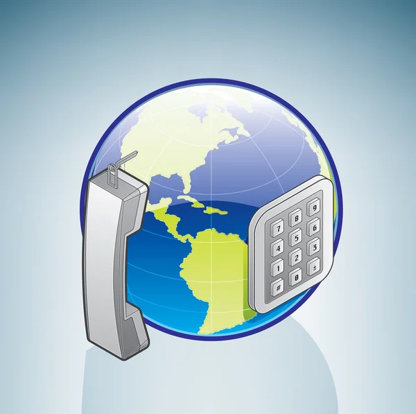 Globe & Telephone — Stock Vector