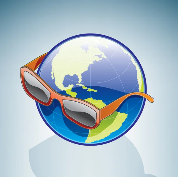 Globe & Lunettes de soleil — Image vectorielle