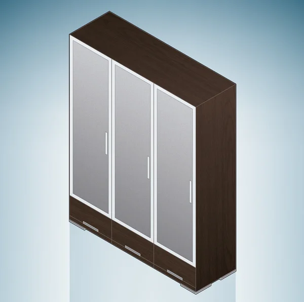 Muebles: pequeño pecho del dormitorio de cajones con el vidrio — Vector de stock