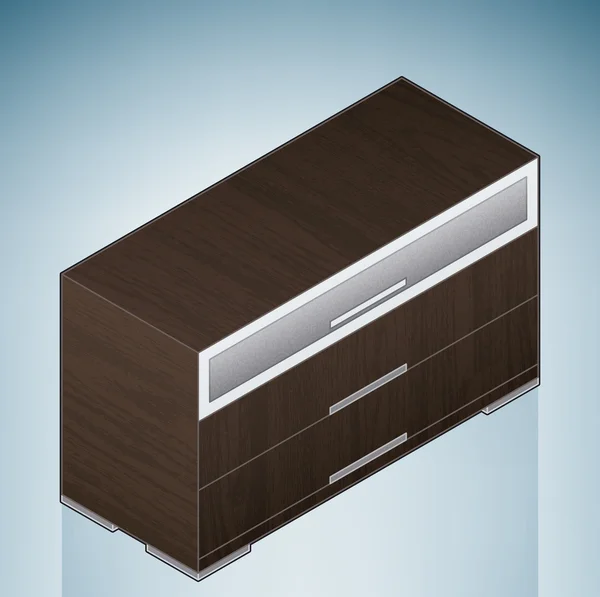 फर्निचर: ग्लाससह ड्रॉवरची बेडरूमची छाती — स्टॉक व्हेक्टर