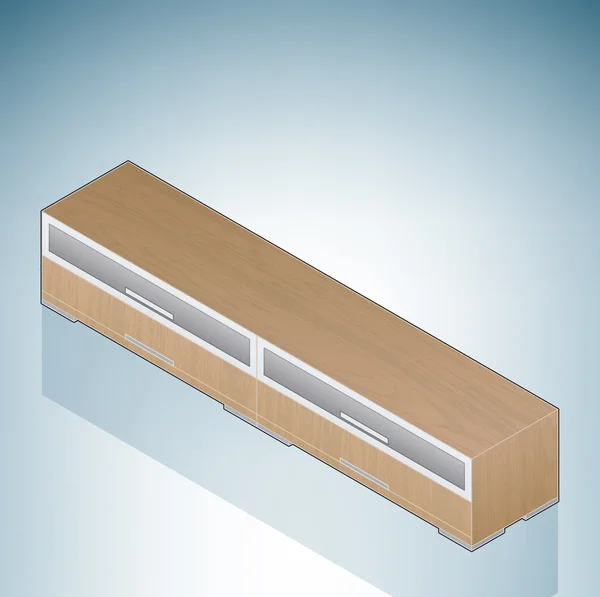 Muebles: pequeño pecho del dormitorio de cajones con el vidrio — Vector de stock