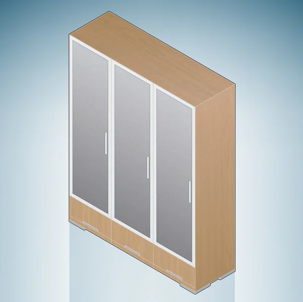 Meubles : Armoire de chambre à coucher avec des portes en verre — Image vectorielle