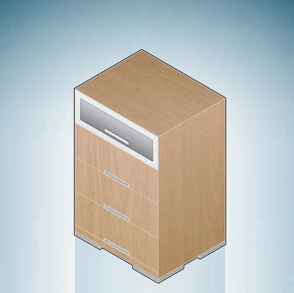 Mobiliário: Peito de gavetas com vidro — Vetor de Stock