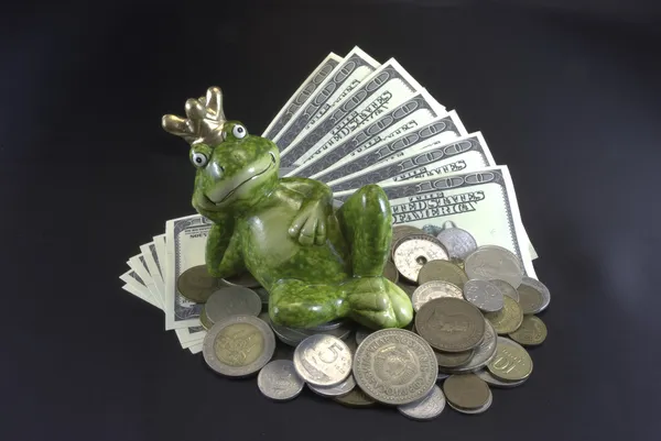 Frosch auf Geld — Stockfoto