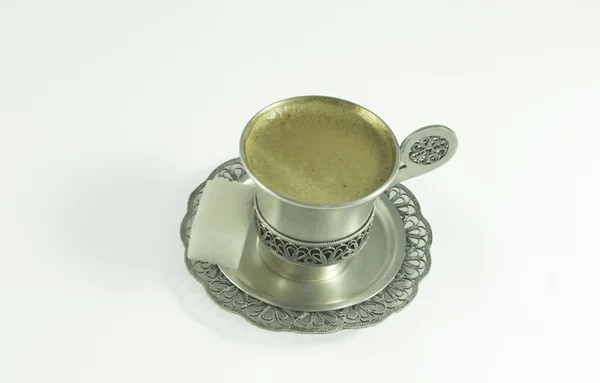 Silberne Tasse Kaffee — Stockfoto