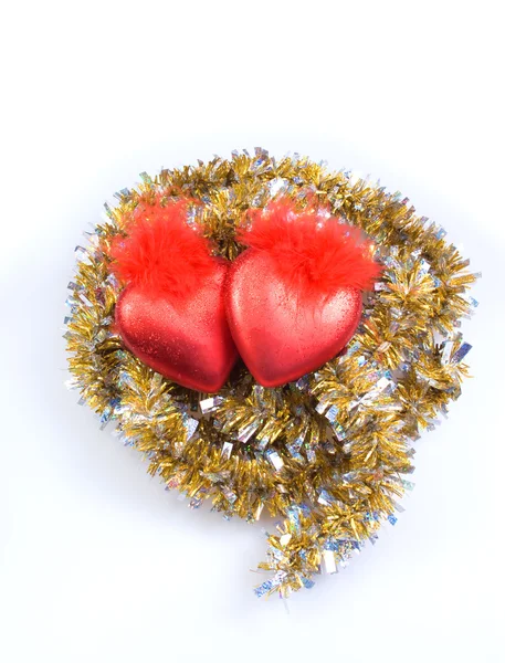 Las decoraciones - dos corazones rojos — Foto de Stock