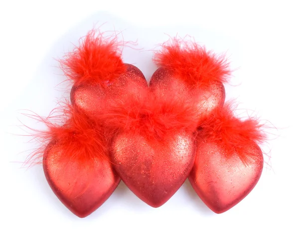 Dekorasyon - iki kırmızı kalp — Stok fotoğraf