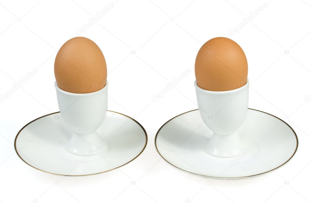 Eggs in white eggcups