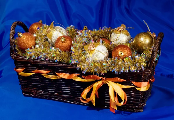 Basket with Christmas balls — Stock Photo, Image
