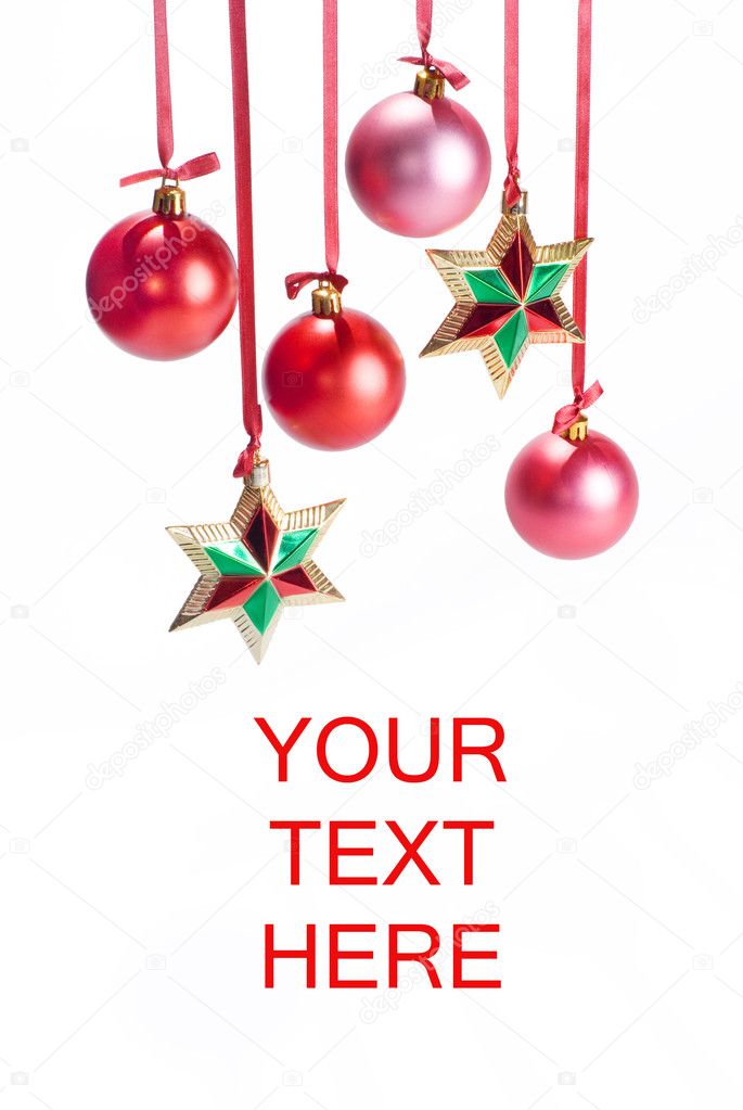 Card with spheres and stars on a white background