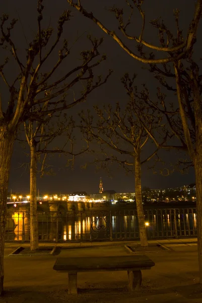 在晚上的易北河 — 图库照片