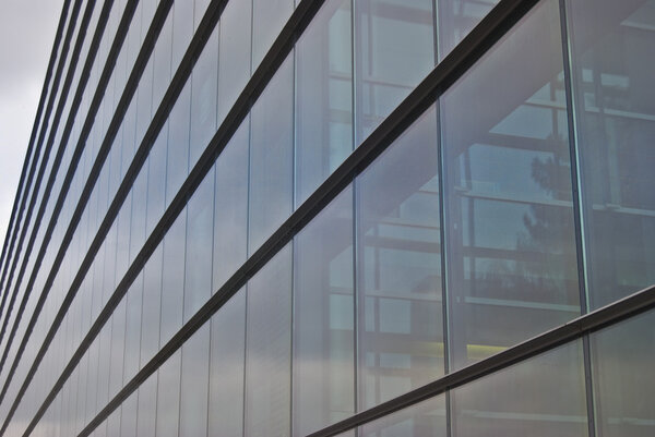 Detail of a modern building made of glass and steel