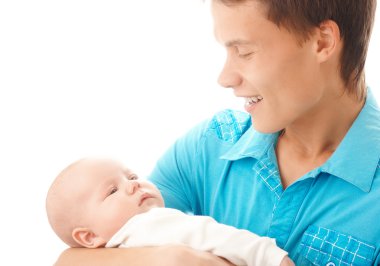 onun küçük bir çocuk babası tutan mutlu