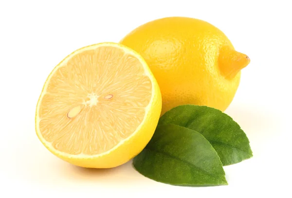 Two lemons with leaves — Stock Photo, Image