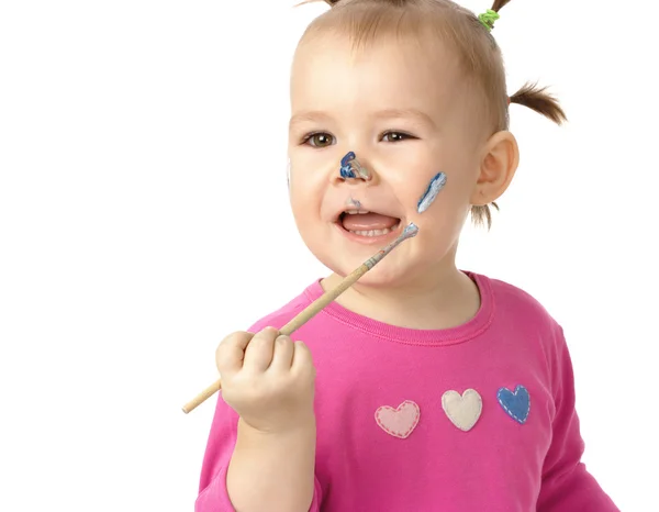 Kislány festék az arcát — Stock Fotó