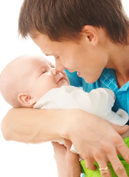 Happy father holds his little child — Stock Photo, Image