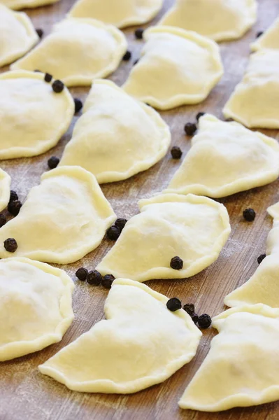 stock image Raw dumplings - Ukrainian food