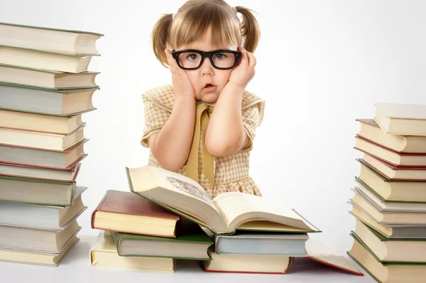 stock image Cute child with books