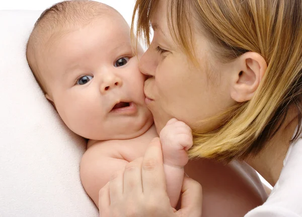 Cute newborn in mother's hands — Stock Photo, Image