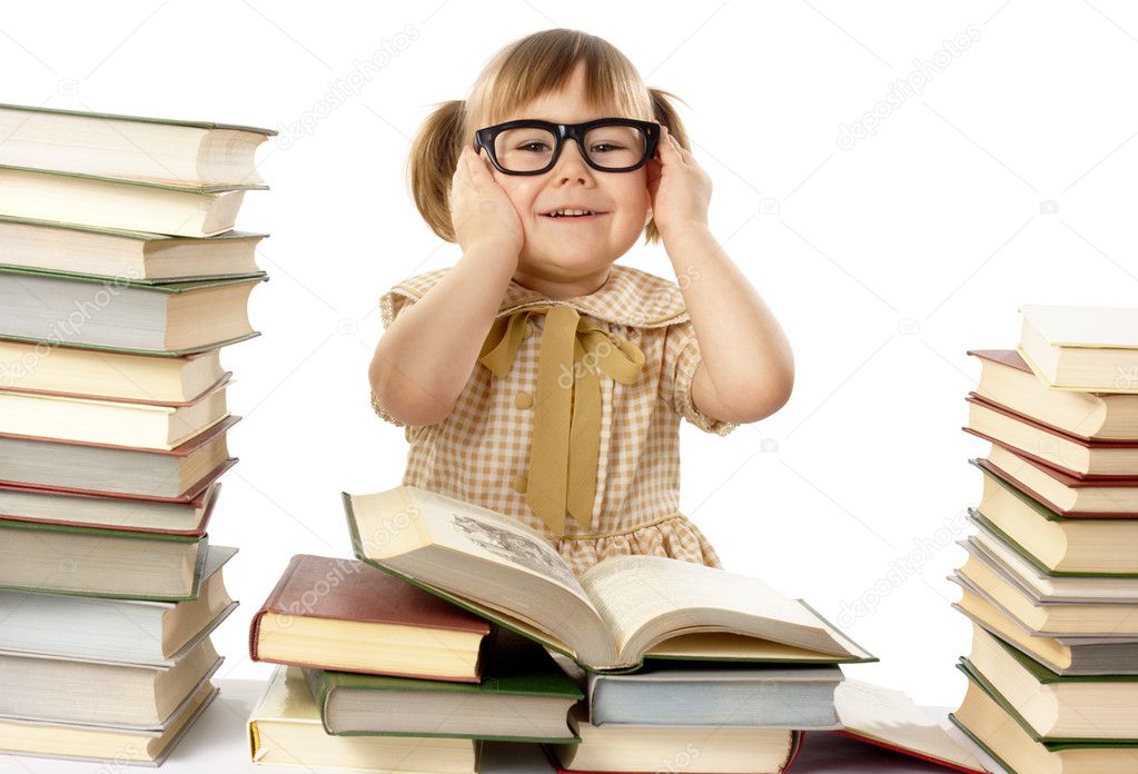Cute child with books