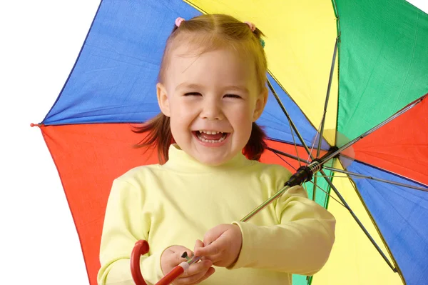 stock image Cute child with colorful umbrella