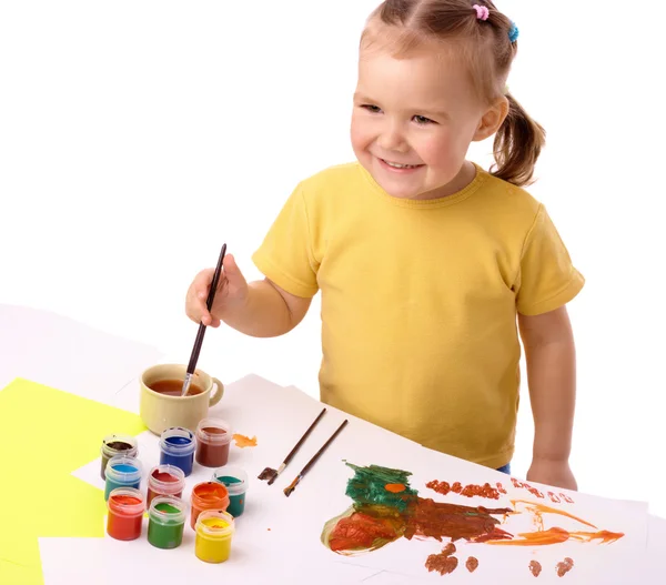 Lindo niño con manos pintadas —  Fotos de Stock