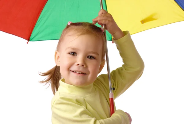 stock image Cute child with colorful umbrella