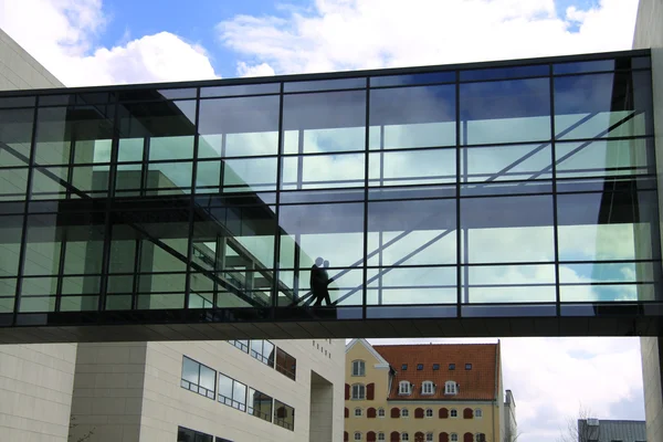 stock image going into the glass walkway