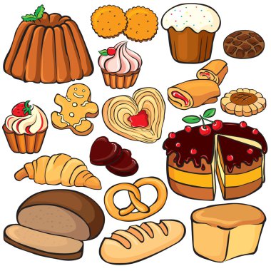 Baking and sweets icon set clipart