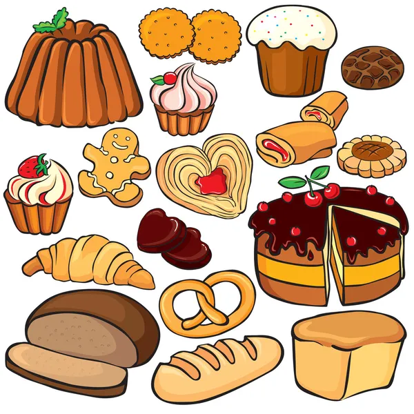 Ensemble d'icônes cuisson et bonbons — Image vectorielle