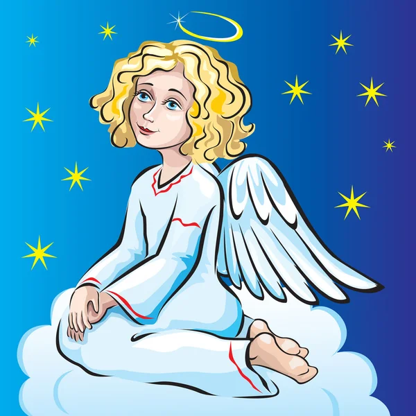 Angel sitting on a cloud — Stock Vector
